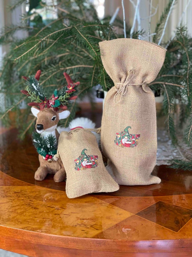 Burlap christmas bags on sale